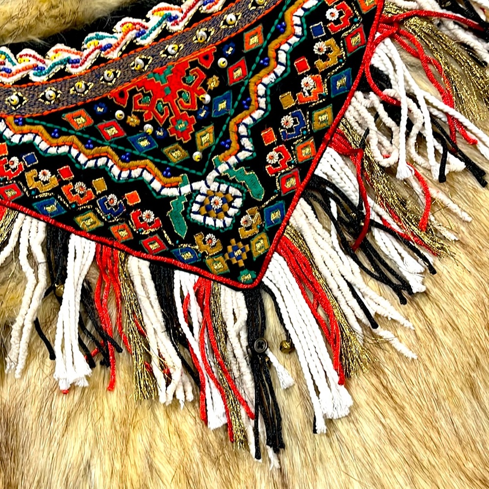 Embroidered Faux Fur Jacket - Tan - Picture 3 of 3